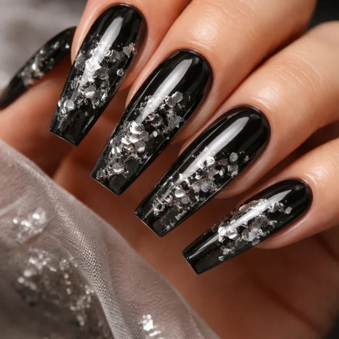 12 Black and Silver Coffin Nails for a Bold Look