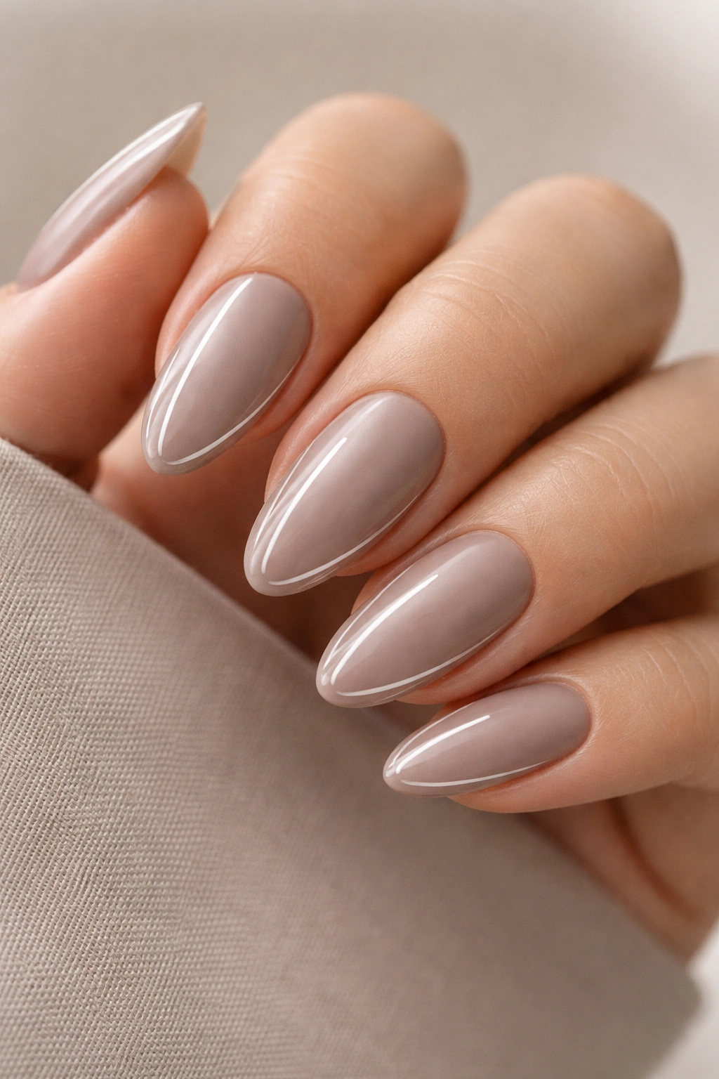 Matte almond nails with glossy lines