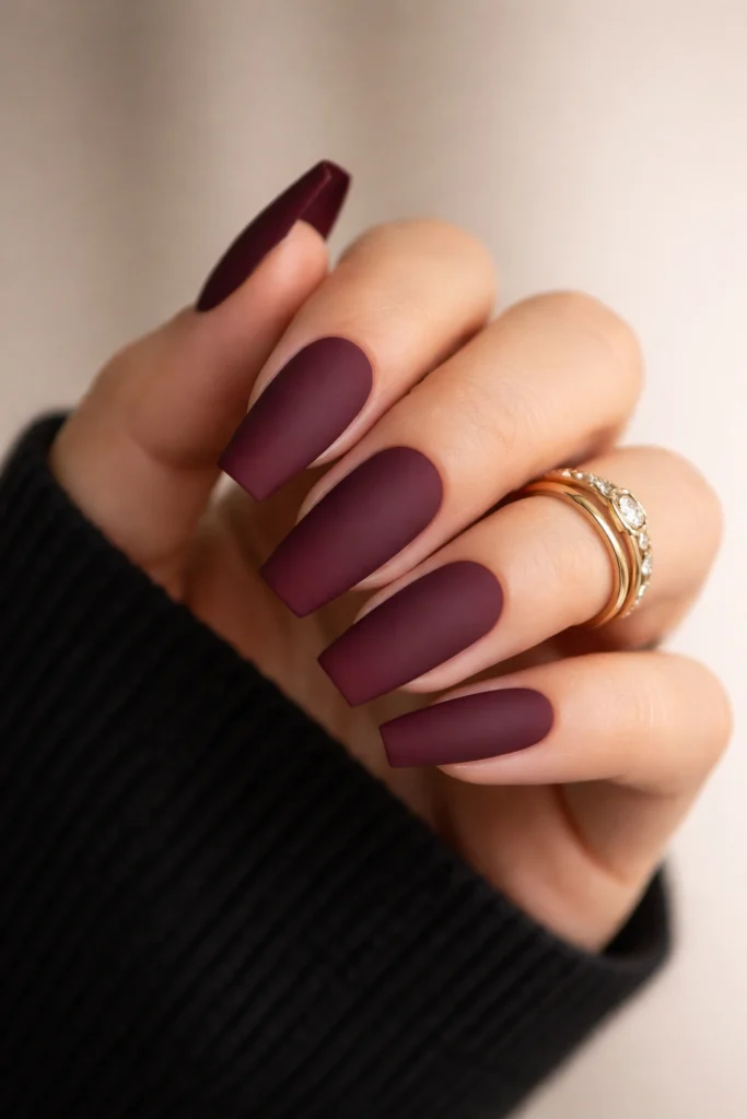 12 Burgundy Matte Coffin Nails You Will Love