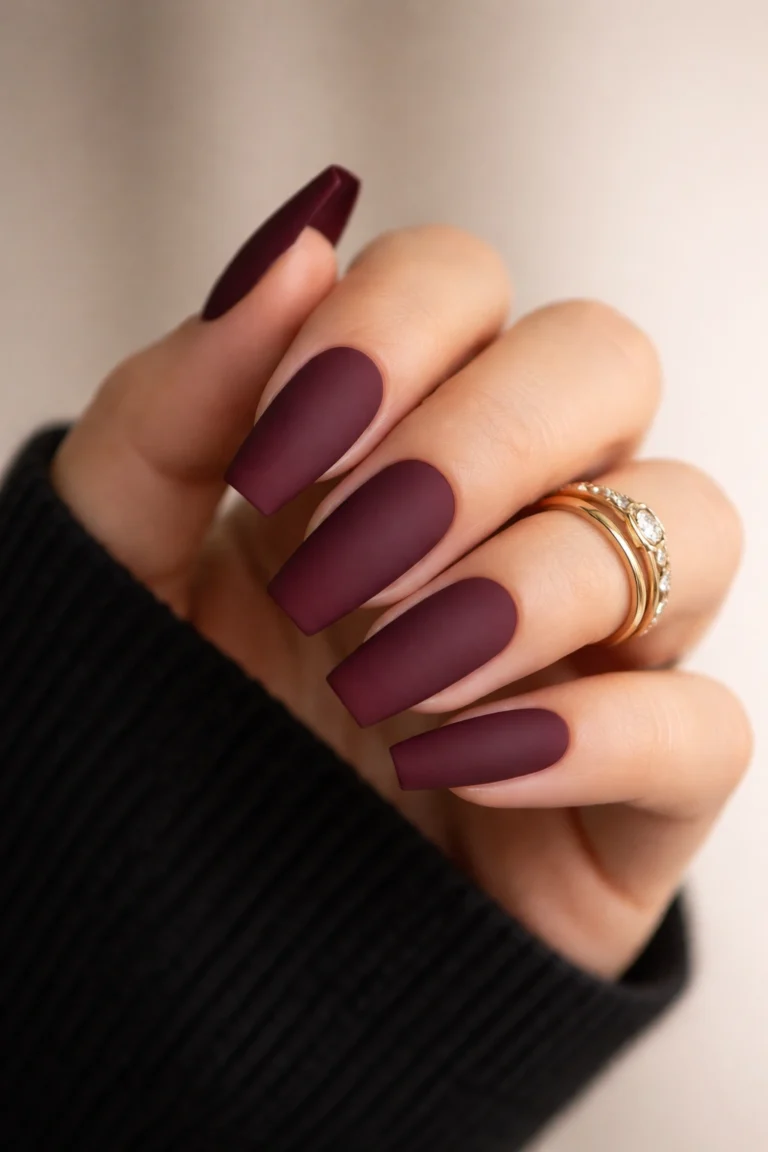 12 Burgundy Matte Coffin Nails You Will Love