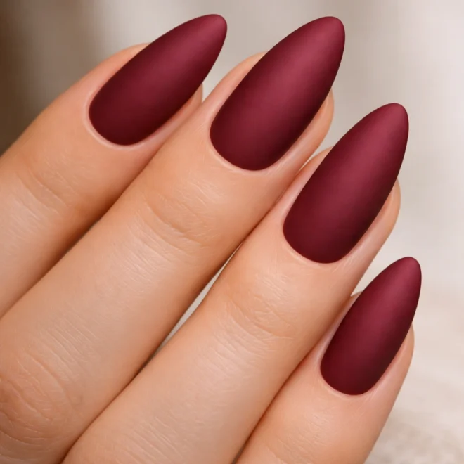 20 Burgundy Almond Nail Ideas