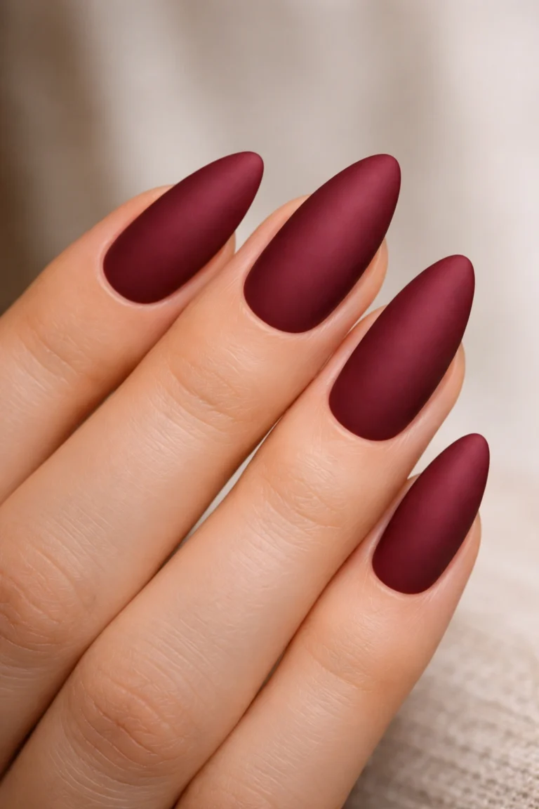 20 Burgundy Almond Nail Ideas