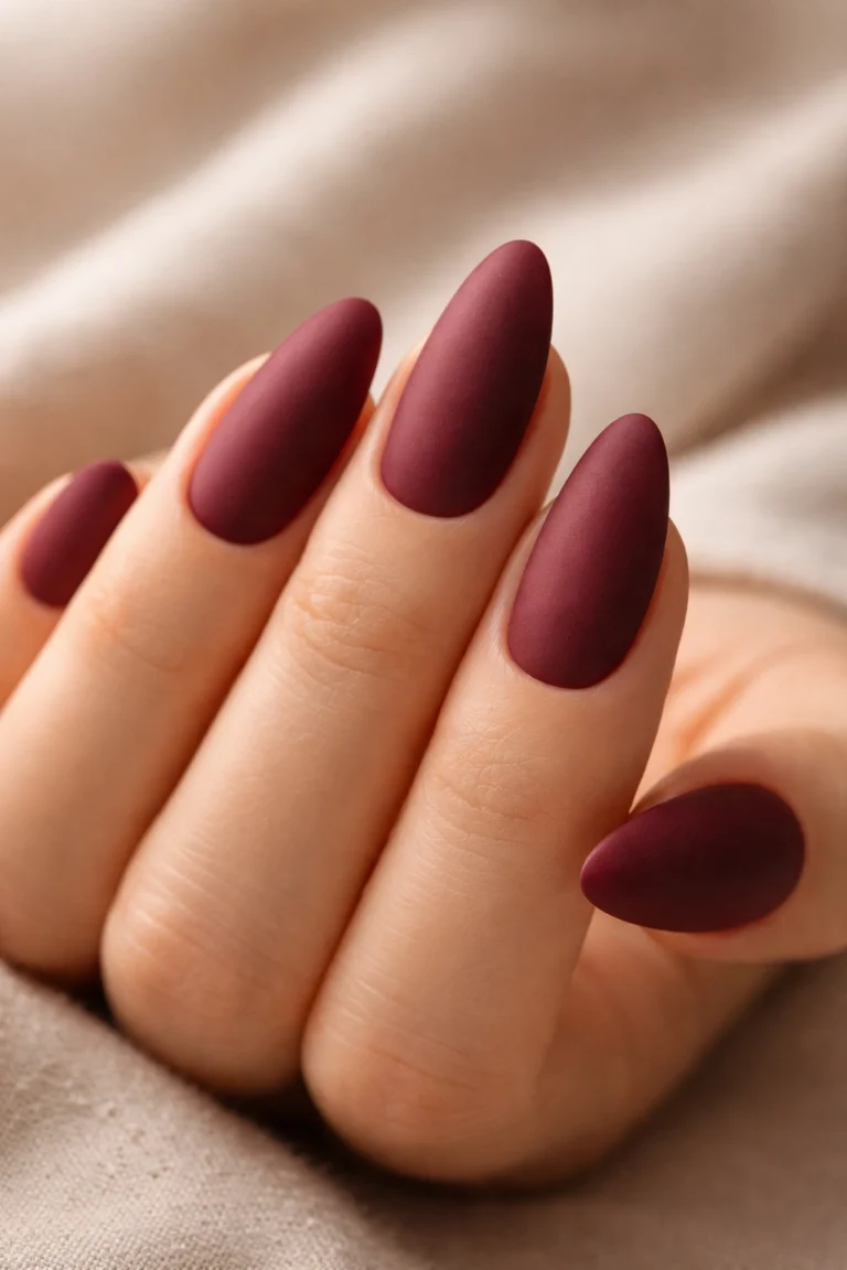 15 Maroon Almond Nail Ideas