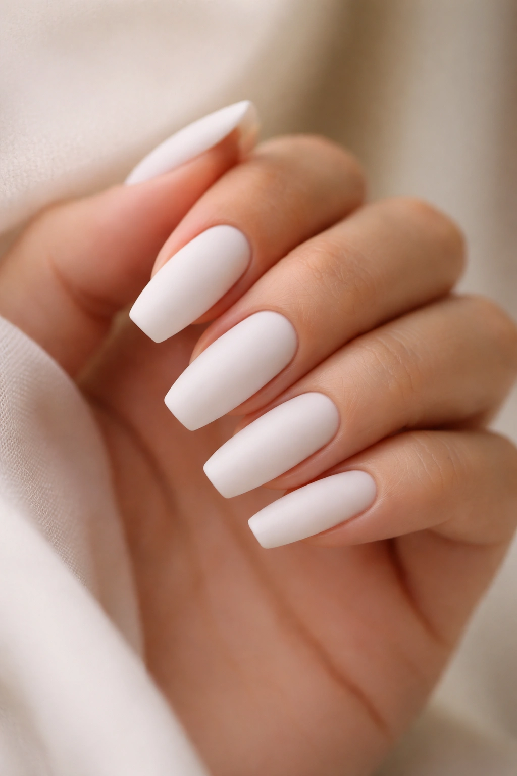 Velvety matte milky white coffin nails