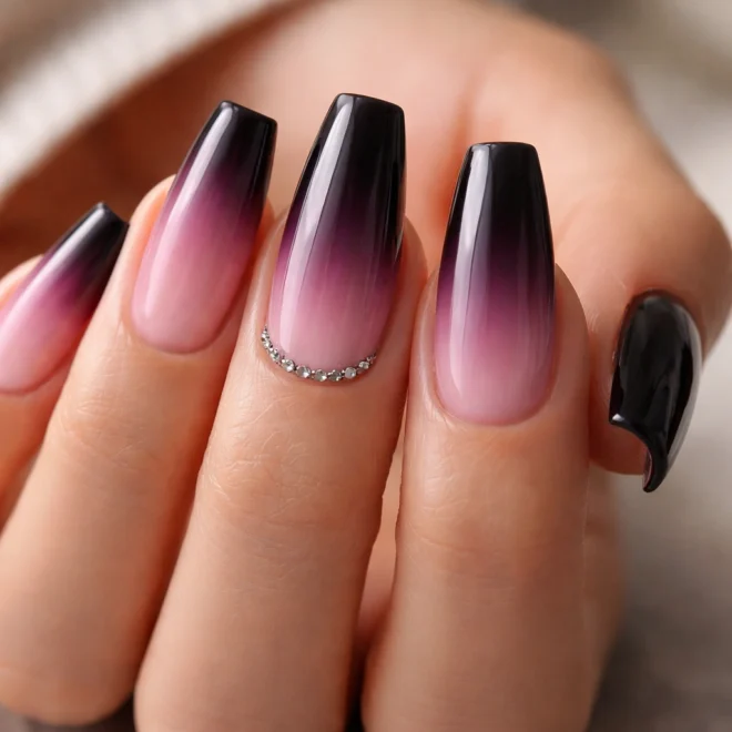 15 Pink and Dark Coffin Nails for a Bold Look
