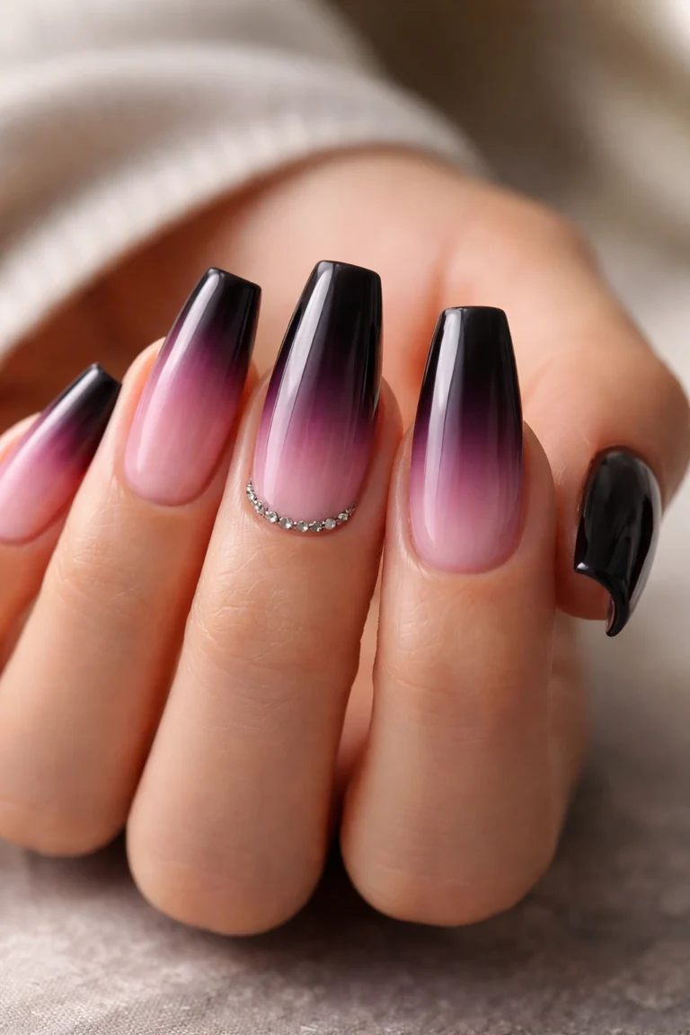 15 Pink and Dark Coffin Nails for a Bold Look