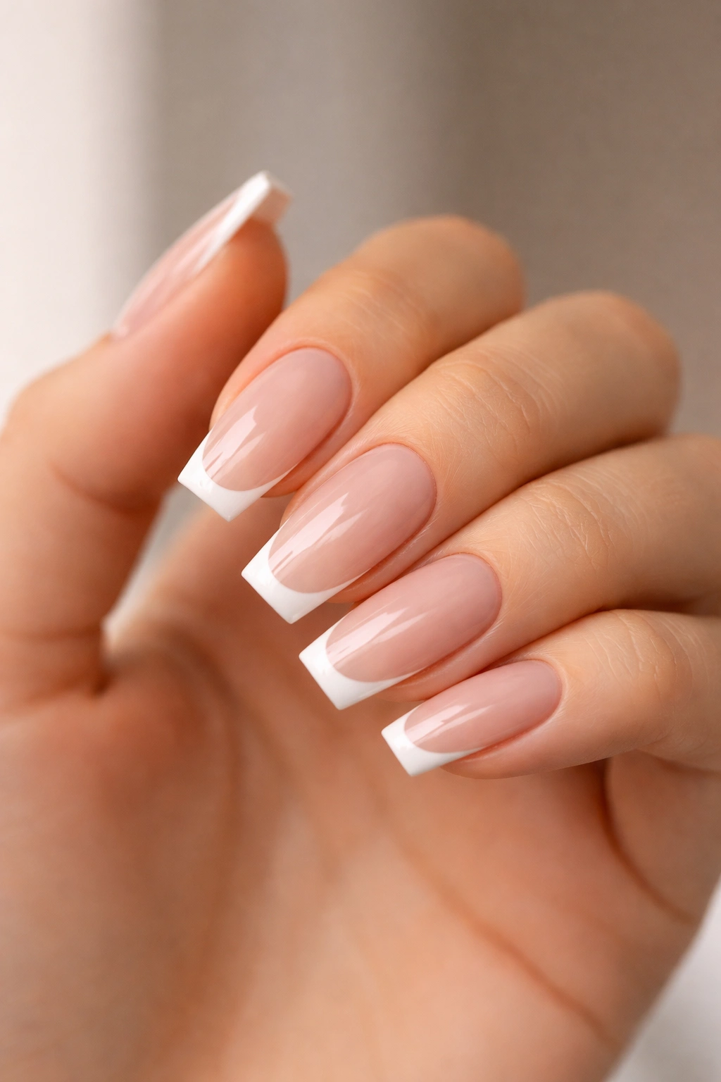 Coffin nails with a micro French tip and crisp edge