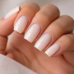 12 Milky White Coffin Nails for Short Nails