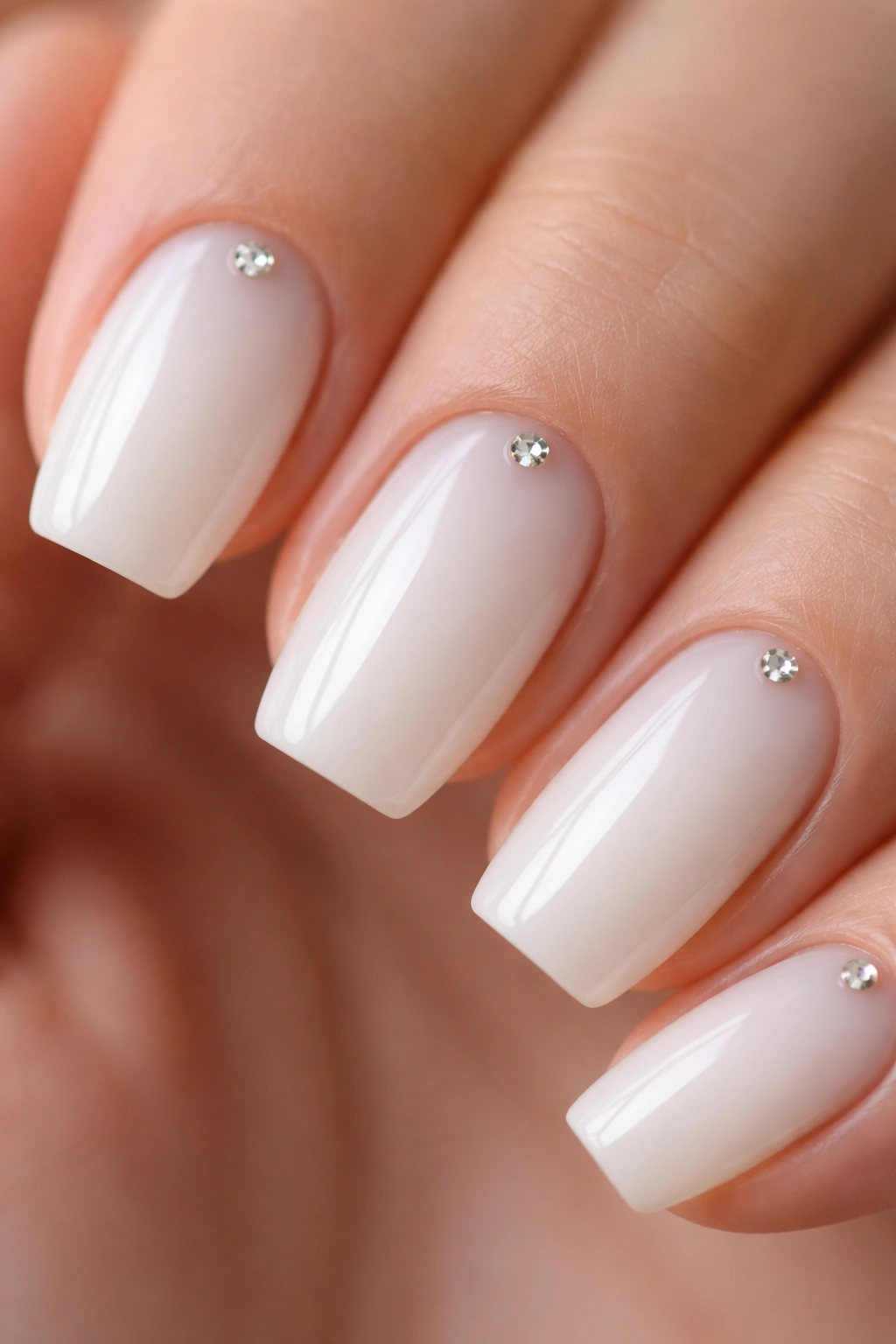 Milky coffin nail with a small crystal at the base