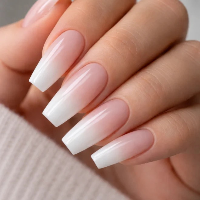 12 White Ombre Coffin Nails That Blend