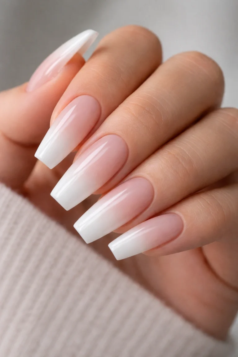 12 White Ombre Coffin Nails That Blend
