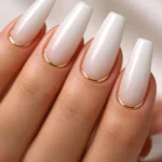 15 White and Gold Coffin Nails That Stay White