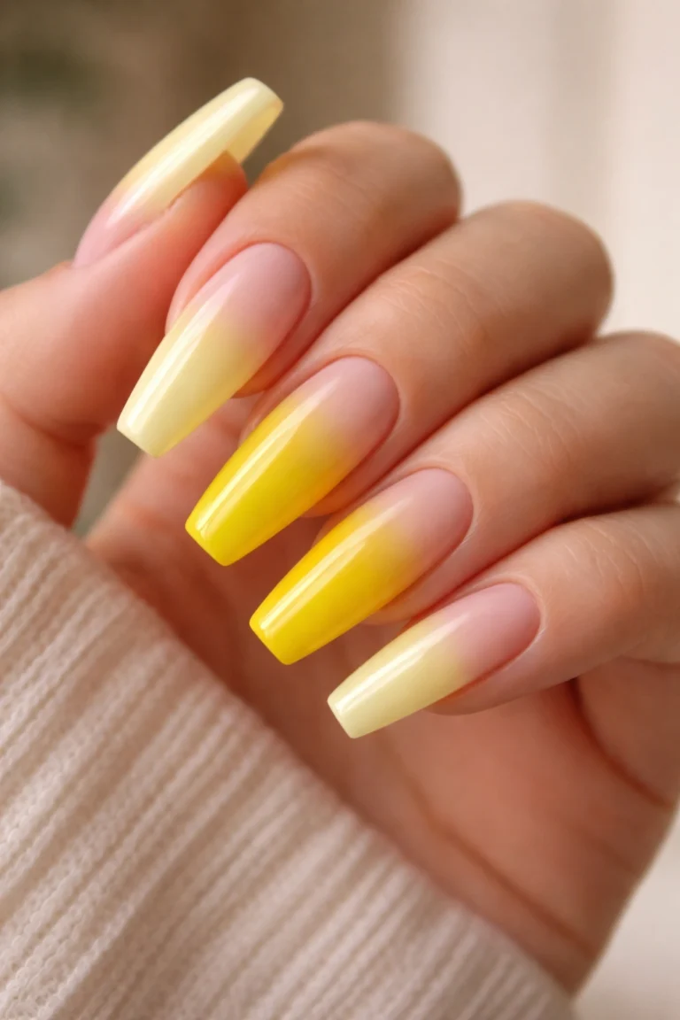 12 Yellow Ombre Coffin Nails for a Fun Look
