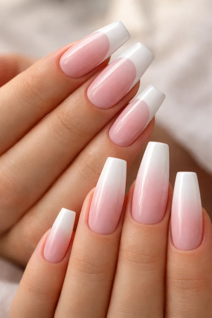 15 Pink and White Coffin Nails for Your Next Manicure