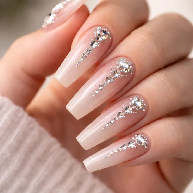 12 Gem Coffin Nails That Stay On and Look Good