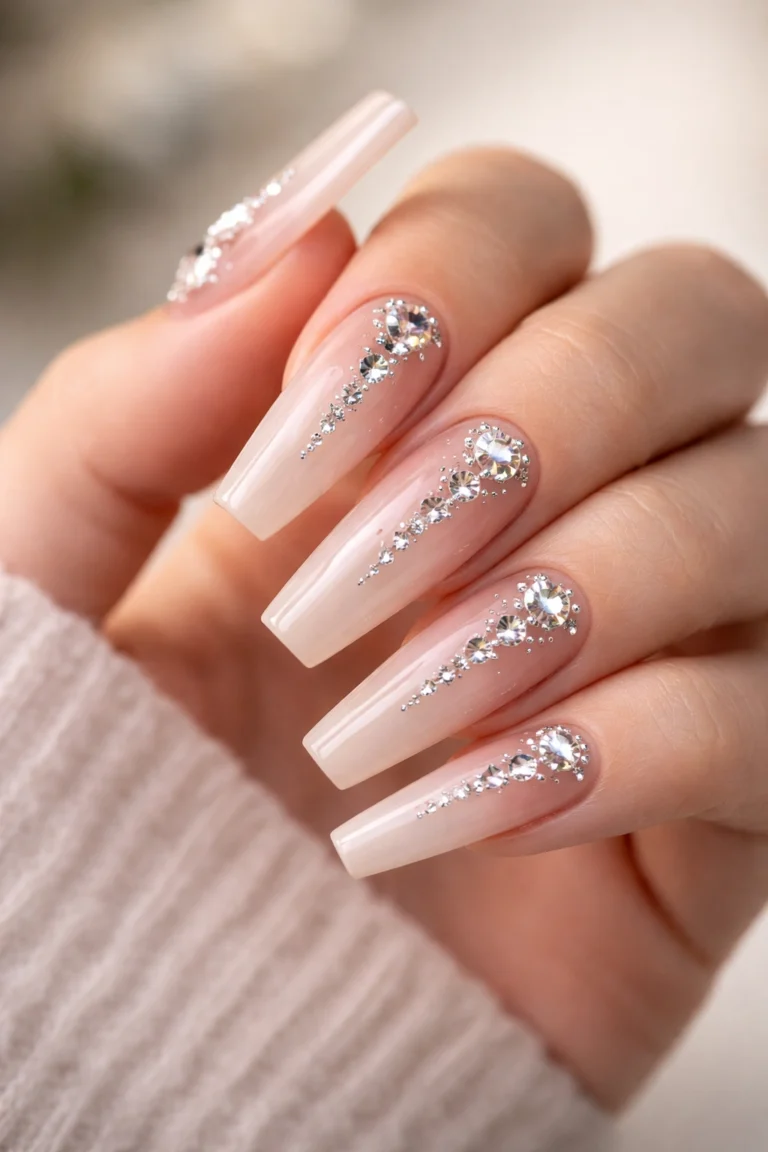 12 Gem Coffin Nails That Stay On and Look Good