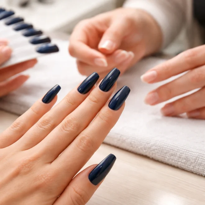 15 Dark Blue Coffin Nails for Your Next Manicure