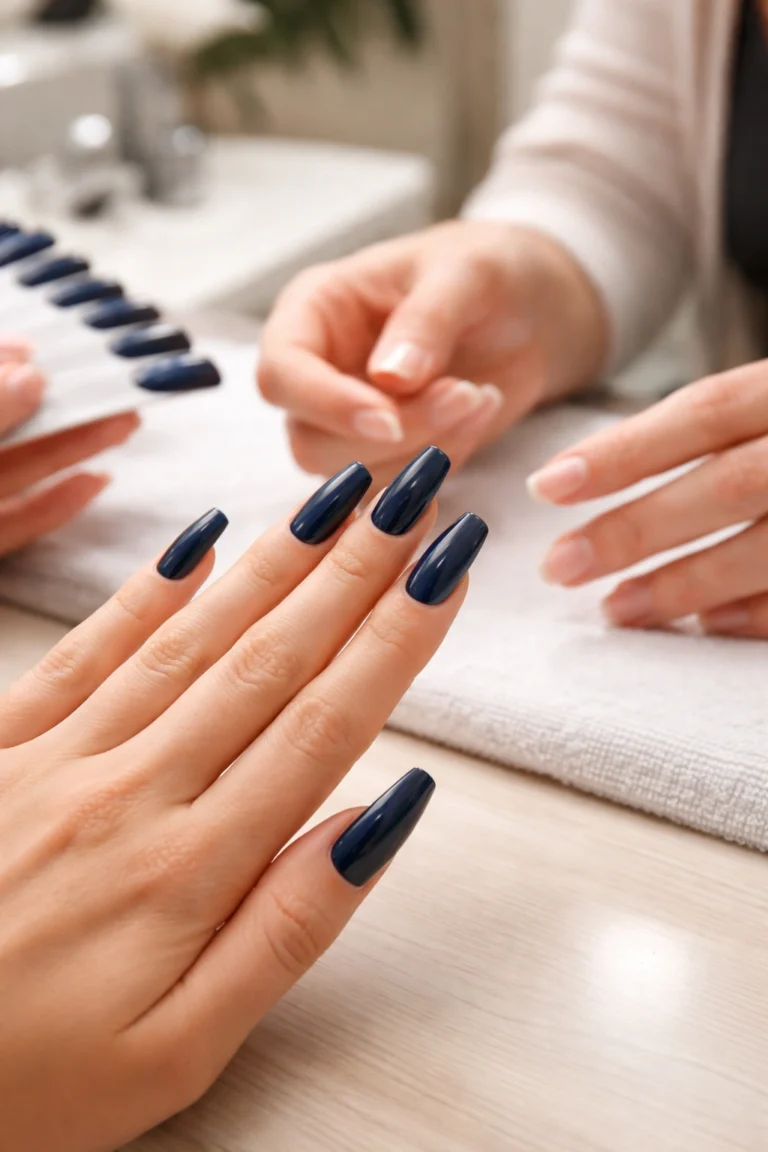 15 Dark Blue Coffin Nails for Your Next Manicure