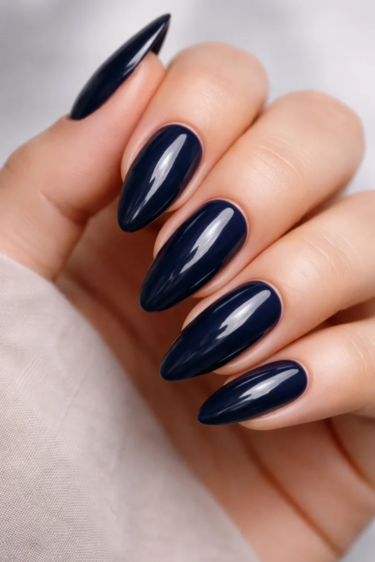 20 Navy Blue Almond Nail Ideas