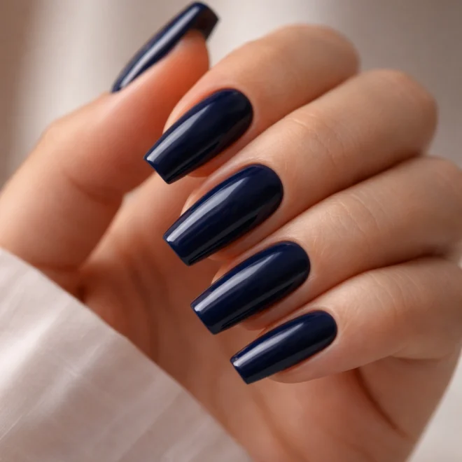 15 Navy Blue Coffin Nails for a Rich Look