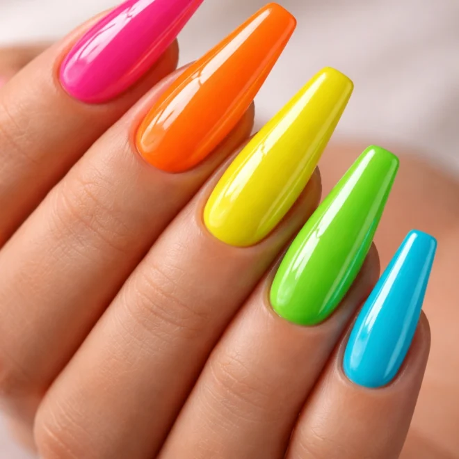 15 Neon Coffin Nails for a Fun Look