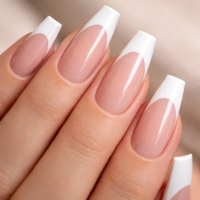 15 French Tip Coffin Nails for a Polished Look