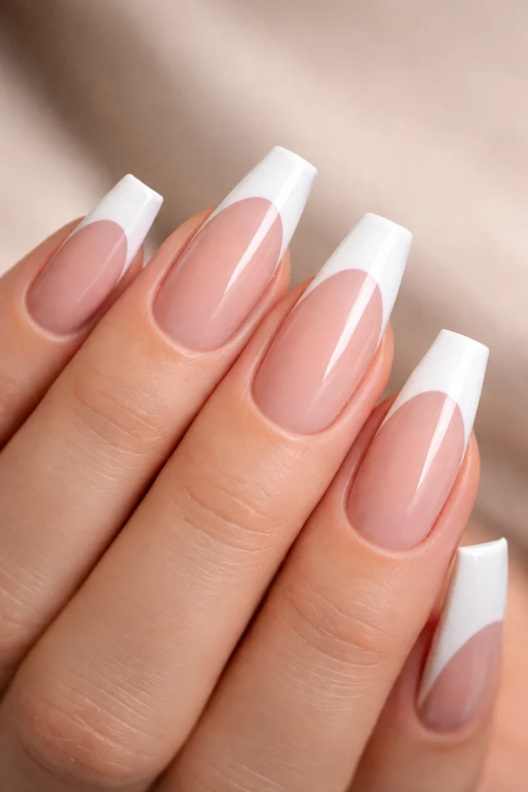 15 French Tip Coffin Nails for a Polished Look
