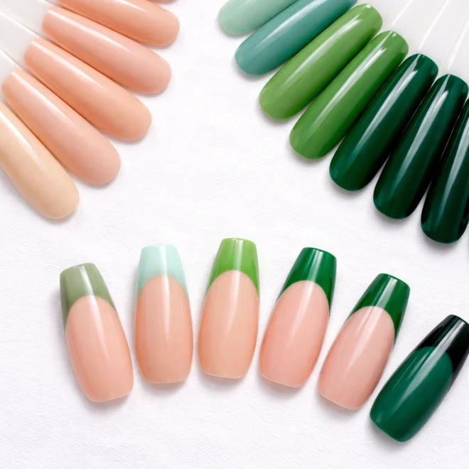12 Green French Tip Coffin Nails That Stand Out