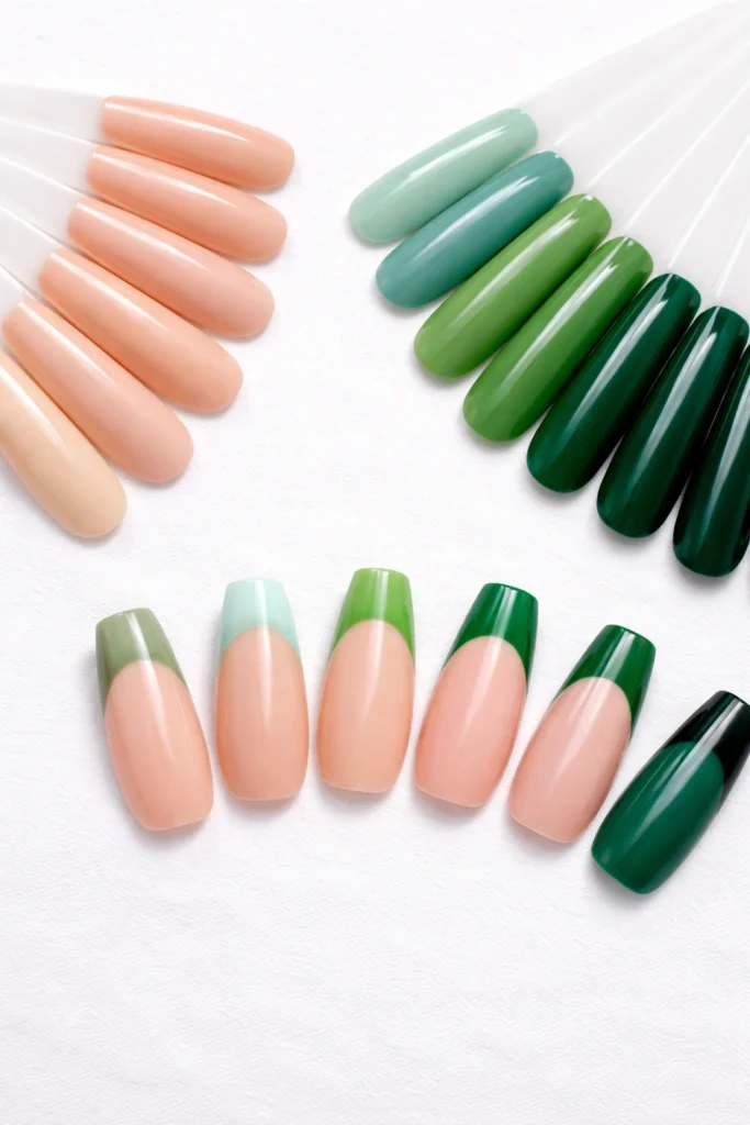12 Green French Tip Coffin Nails That Stand Out