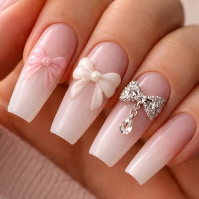15 Bow Coffin Nails for Your Next Manicure