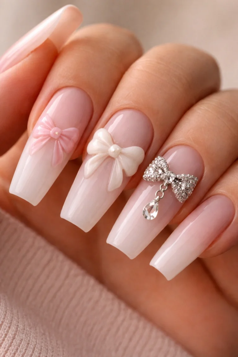 15 Bow Coffin Nails for Your Next Manicure