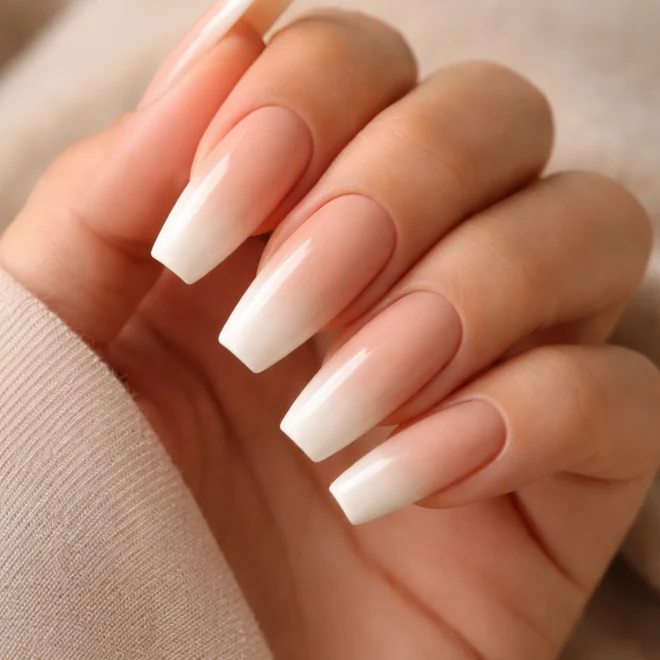 12 Nude Ombre Coffin Nails for a Soft Look