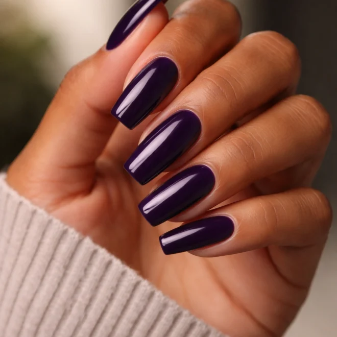 15 Dark Purple Coffin Nails for Your Next Manicure