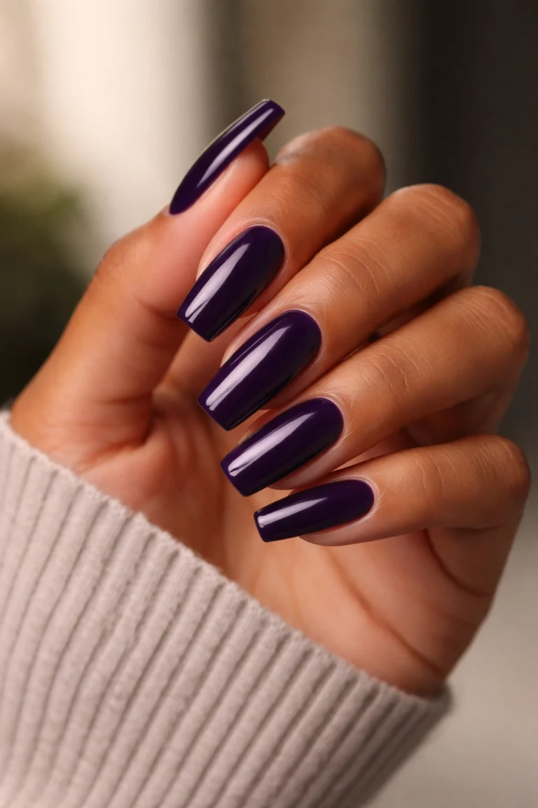 15 Dark Purple Coffin Nails for Your Next Manicure