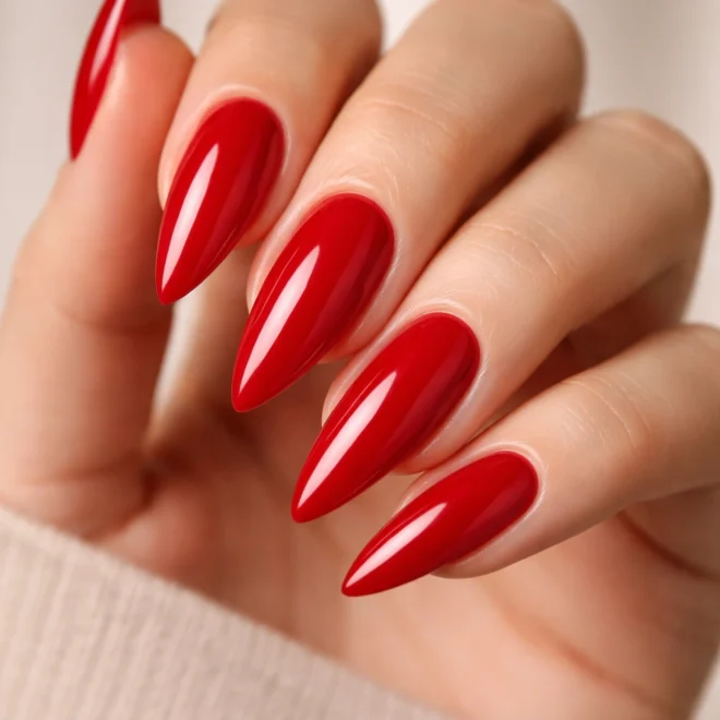 20 Long Red Almond Nail Ideas