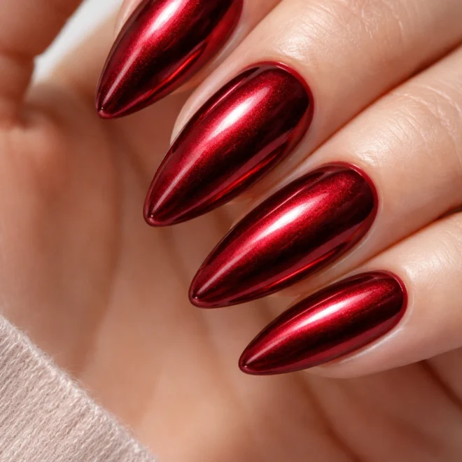 20 Red Chrome Almond Nail Ideas