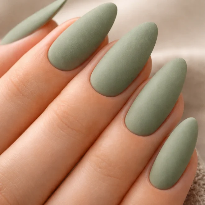 20 Sage Green Almond Nail Ideas