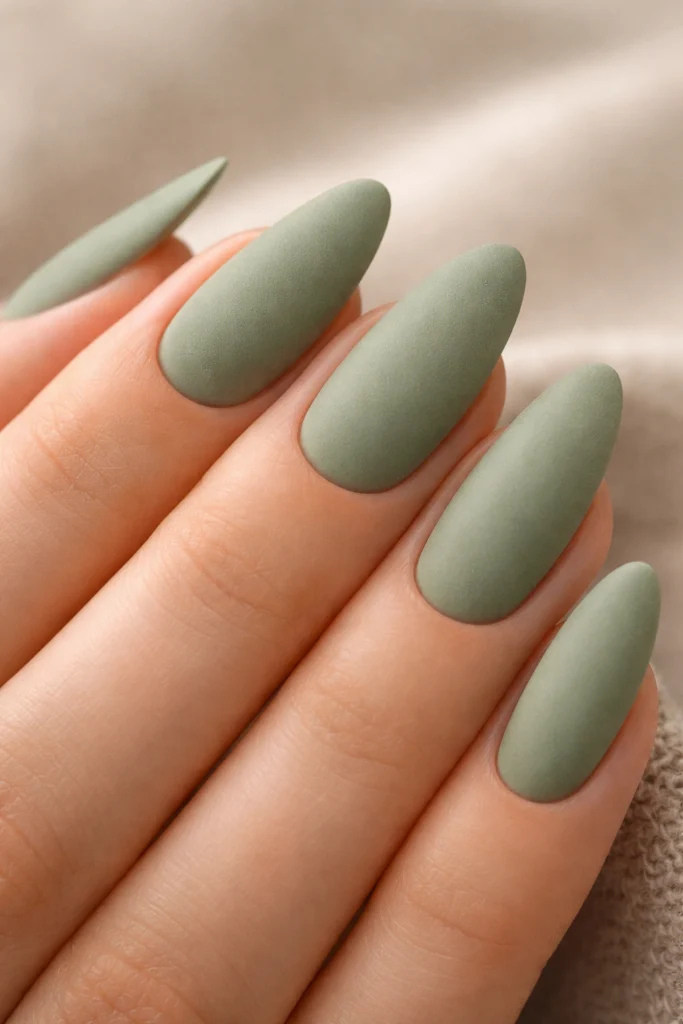 20 Sage Green Almond Nail Ideas