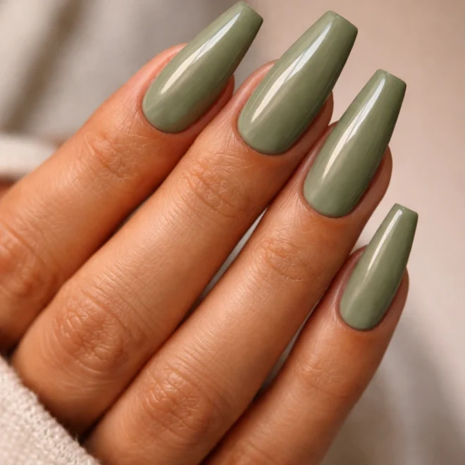 15 Sage Green Coffin Nails for Your Next Manicure