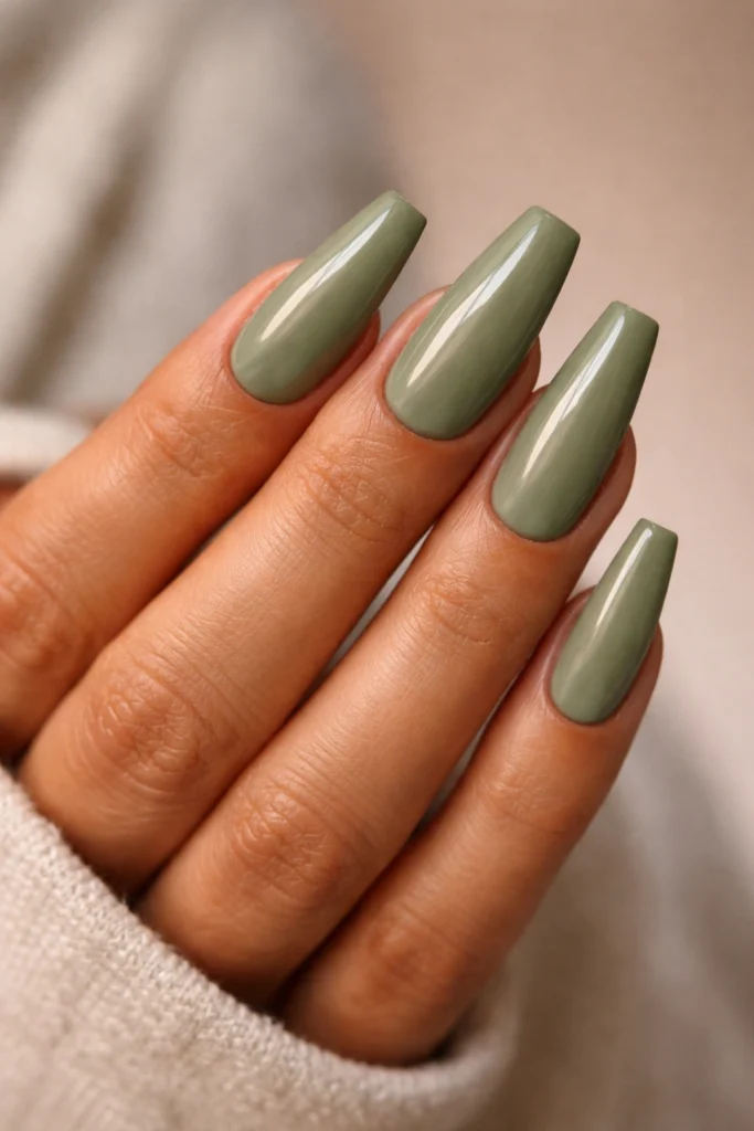 15 Sage Green Coffin Nails for Your Next Manicure