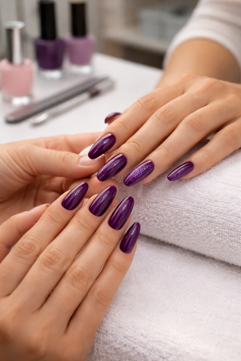 Hands with coffin nails in a salon-like setup, implying guidance without words