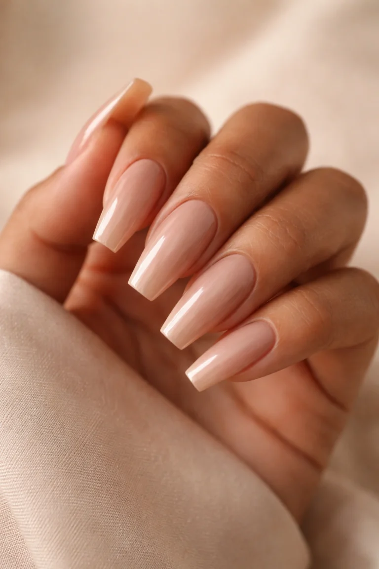 12 Nude Chrome Coffin Nails for a Soft Look