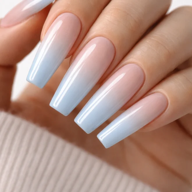 12 Light Blue Ombre Coffin Nails That Blend