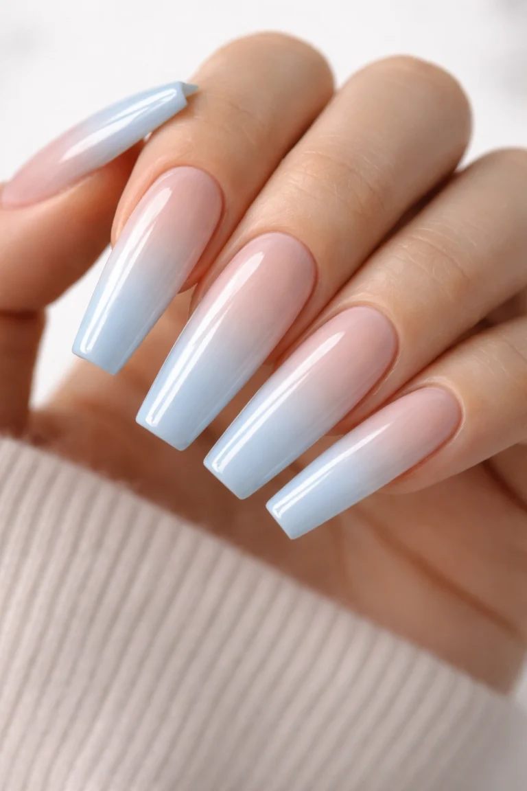 12 Light Blue Ombre Coffin Nails That Blend