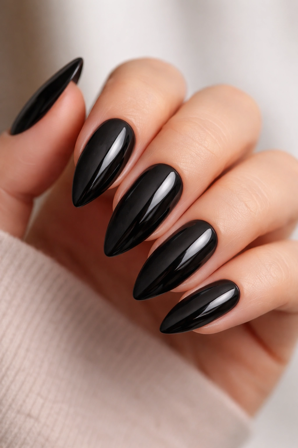 Almond nails with split matte and glossy finish