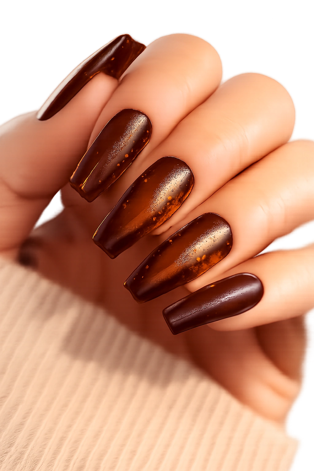 Tortoiseshell accent nails on coffin shape