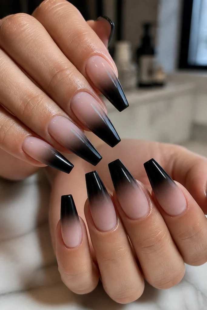 12 Black Ombre Coffin Nails That Look Sharp