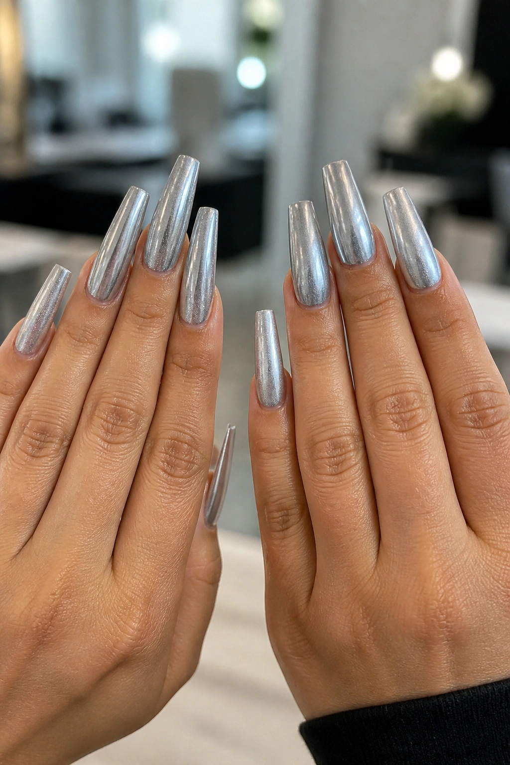 Comparison of crisp vs bulky coffin nails on real hands