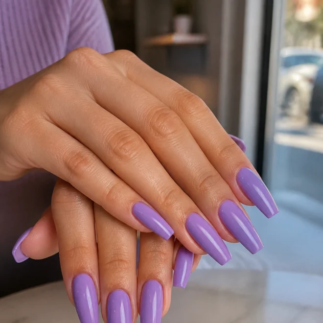15 Purple Coffin Nails for Medium Length Nails