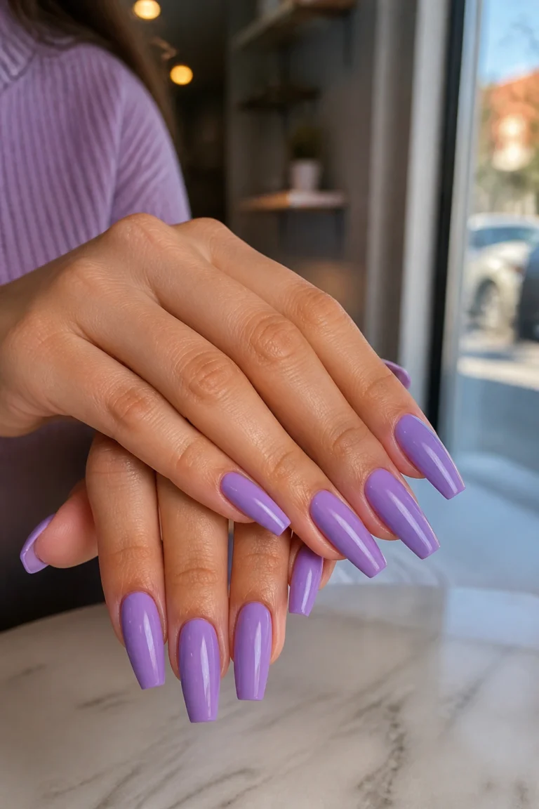 15 Purple Coffin Nails for Medium Length Nails